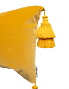 Mustard Yellow Pillow Cover With Handmade Tassels
