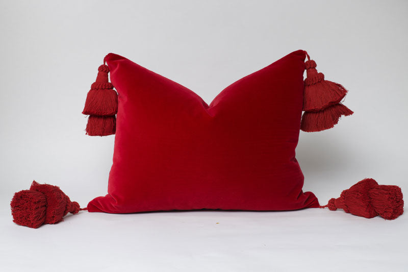 Christmas Red Tassel Pillow