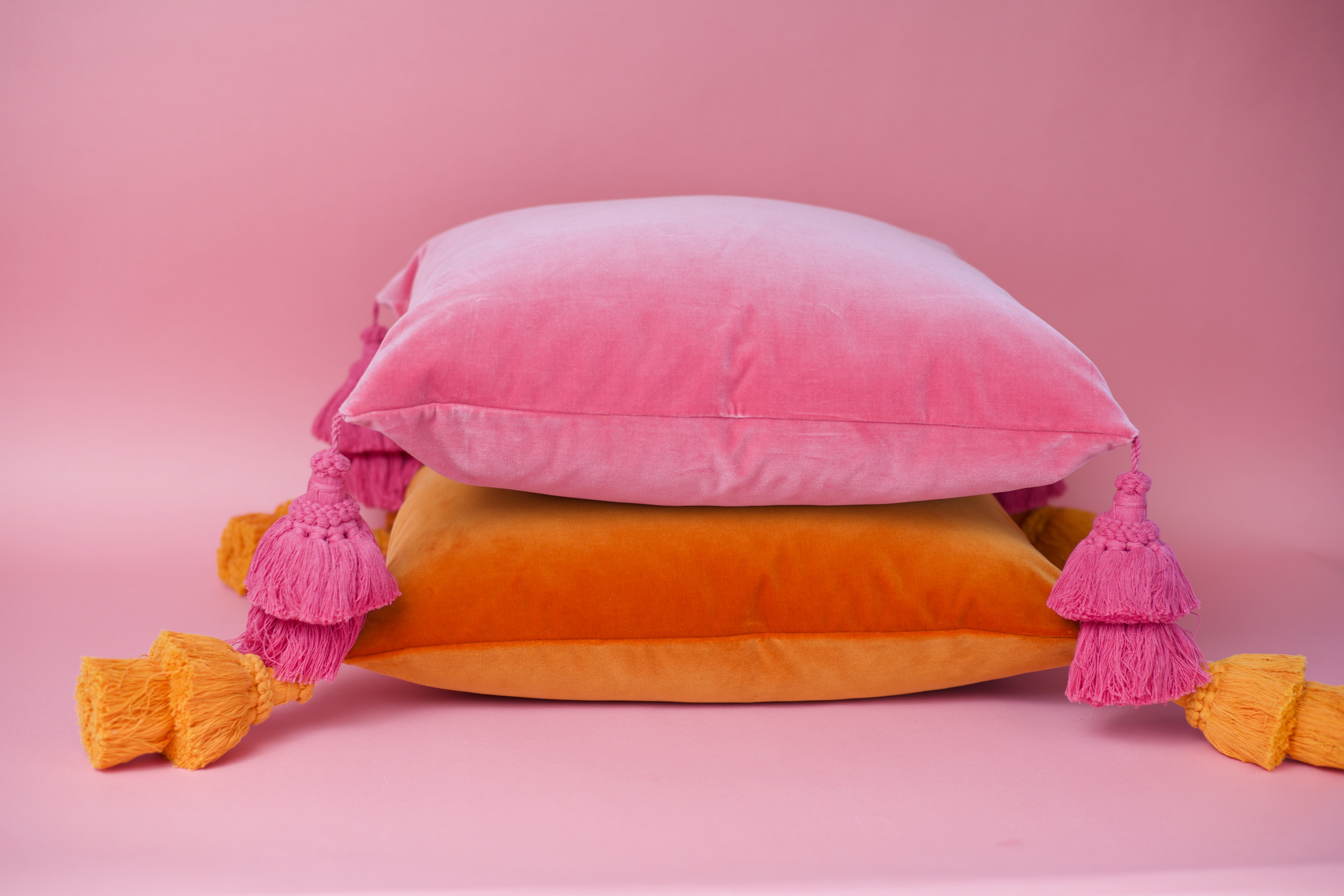 Terracotta Orange Pillow with Oversize  Tassels