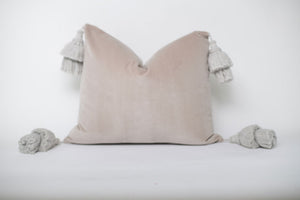 Gray Pillow with Tassels