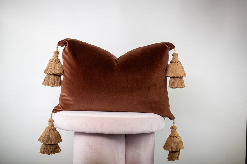 Chocolate Brown Velvet Throw Pillow