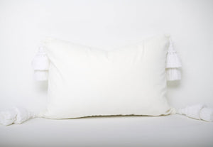 White Velvet Pillow with Tassels