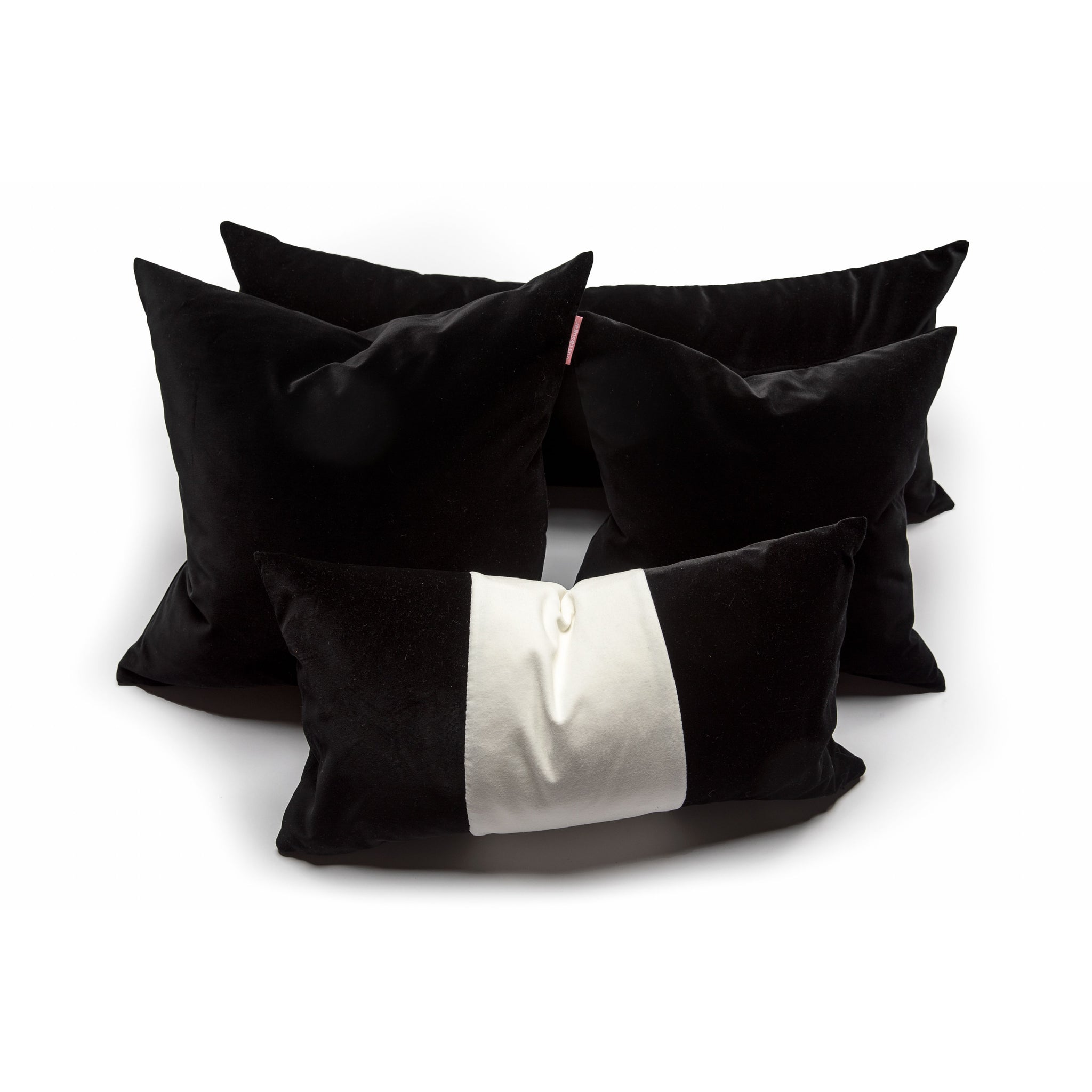 Black and White Color Block Velvet Pillow Cover
