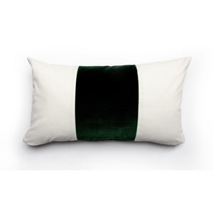 Green Color Block Soft Italian Velvet Pillow Cover