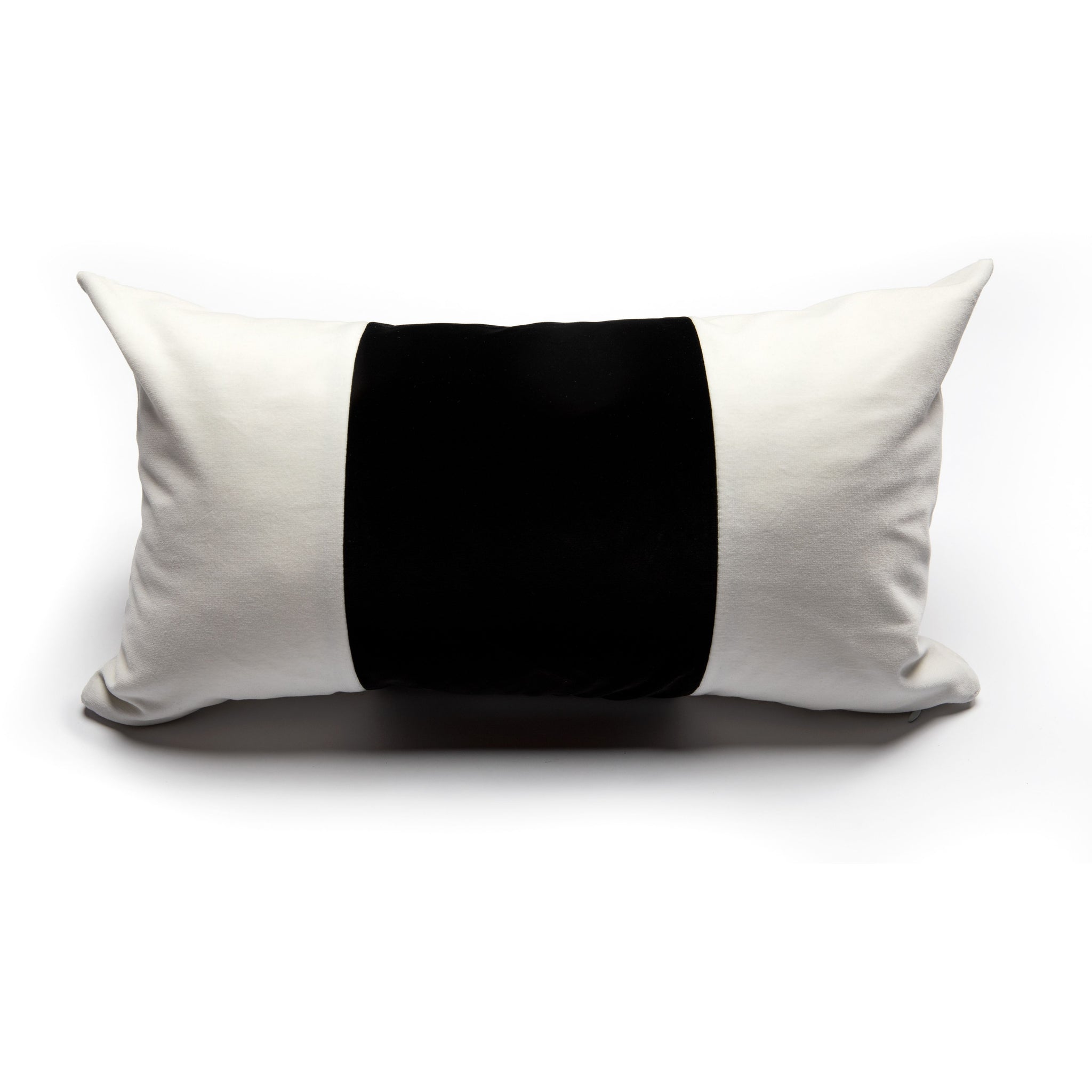 White and Black Color Block Velvet Pillow Cover