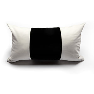 White and Black Color Block Velvet Pillow Cover