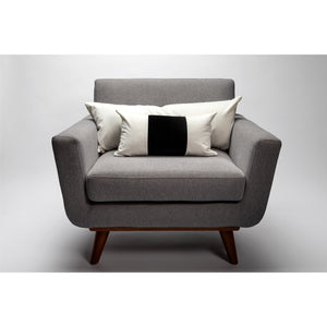 White and Black Color Block Velvet Pillow Cover