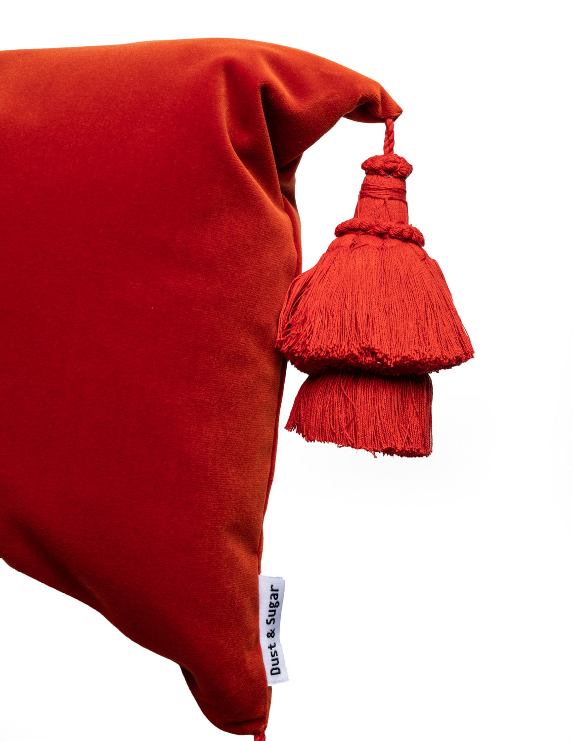 Burnt Orange Pillow Cover With Handmade Tassels