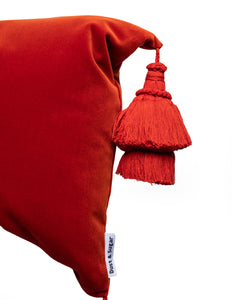 Burnt Orange Pillow Cover With Handmade Tassels