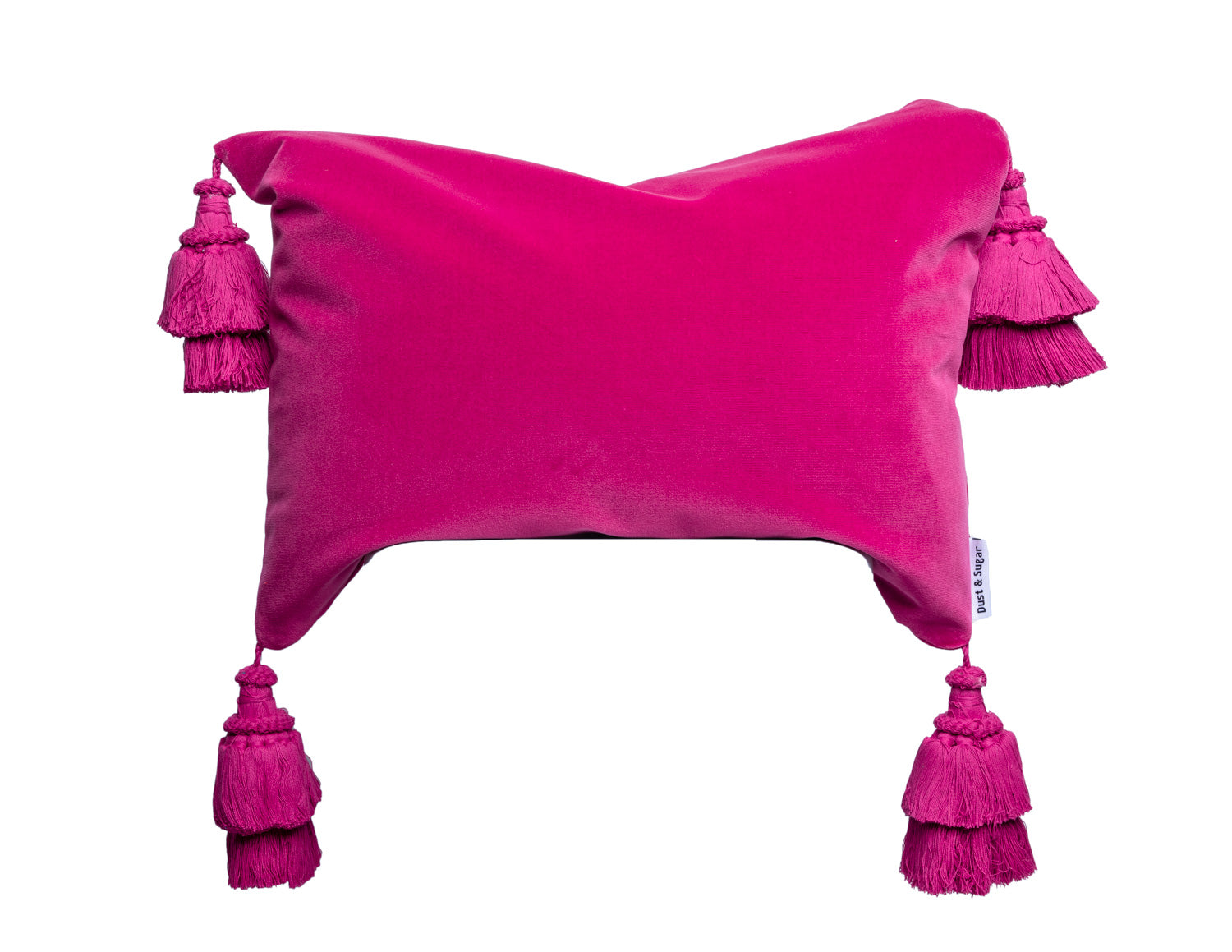 Magenta Pink Pillow With Handmade Tassels