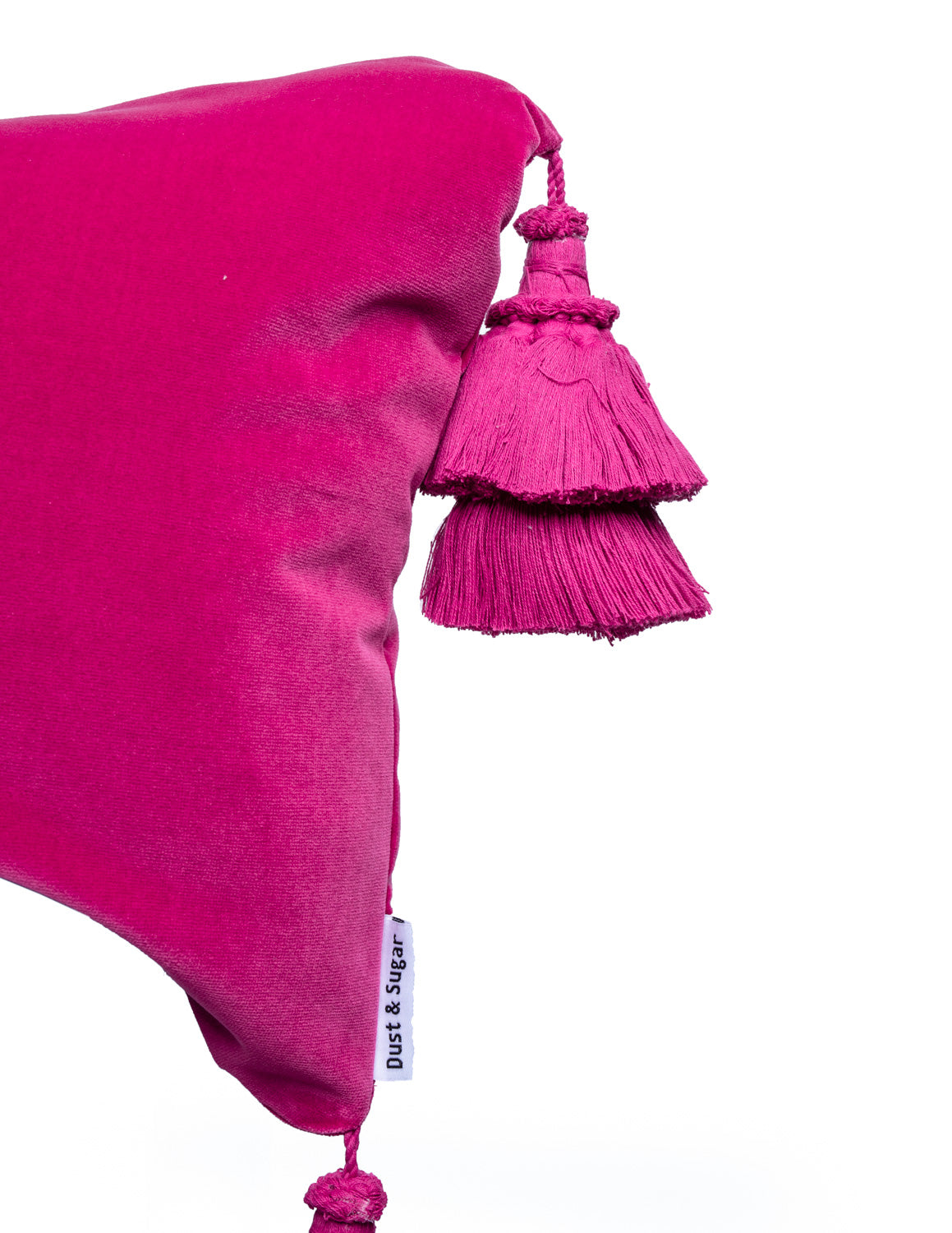 Magenta Pink Pillow Cover With Handmade Tassels